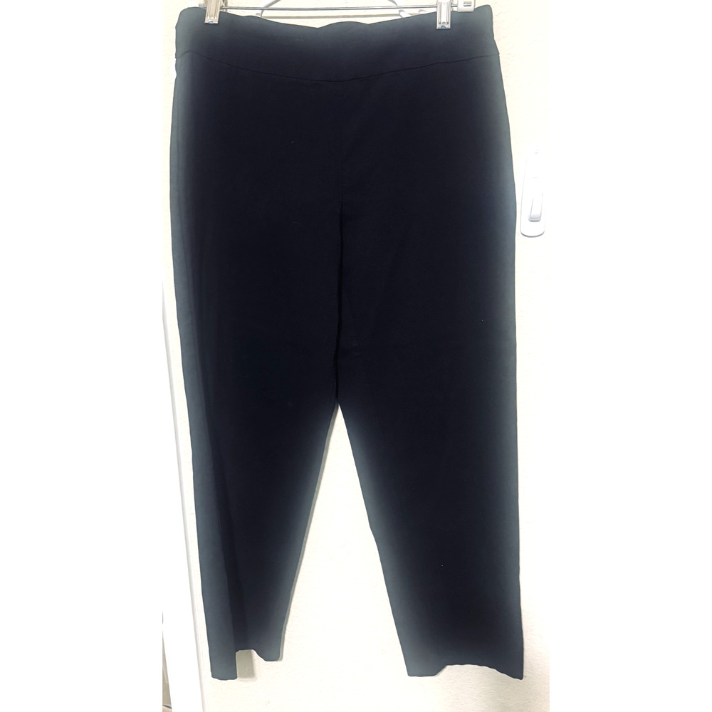 Counterparts Women's Black Pull On Capri Cropped Pants Buttons Hem sz 10 Basic